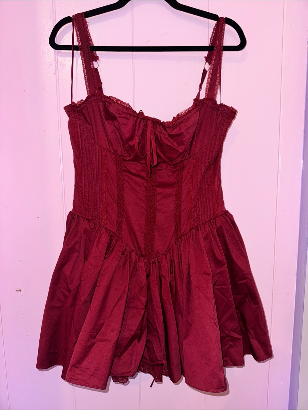 Windsor Burgundy Red Corset Fit-and-Flare Dress